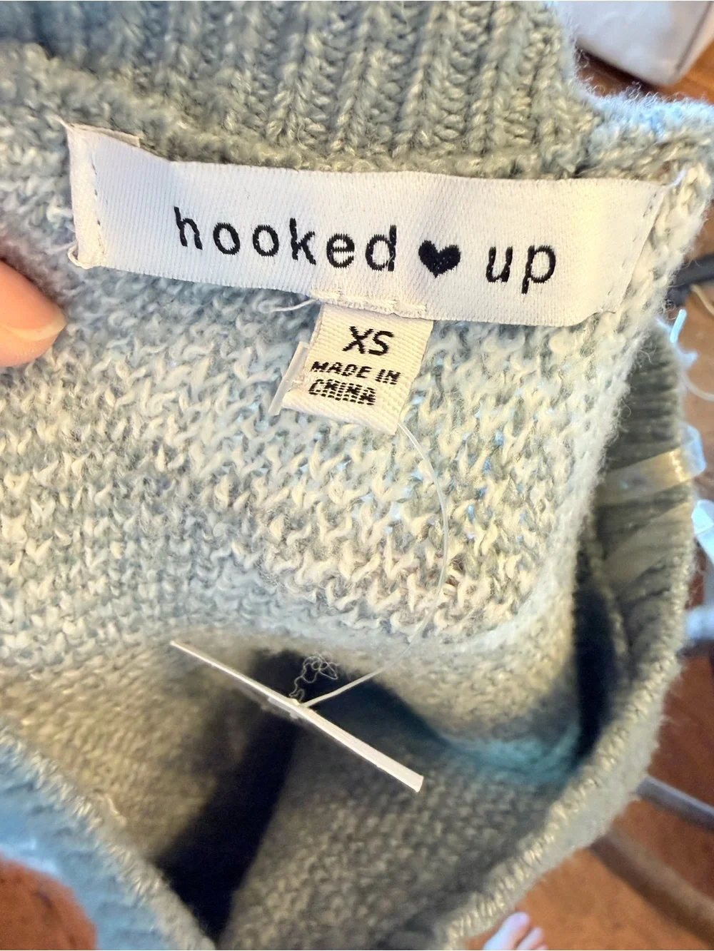 S49 - Hooked Up by IOT Blue Crewneck Sweater with White Floral Motif